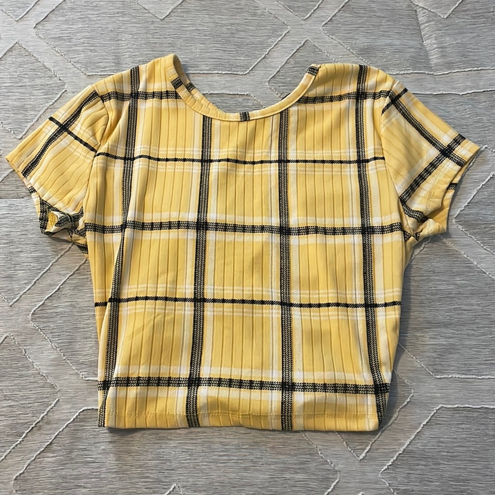 yellow plaid crop top